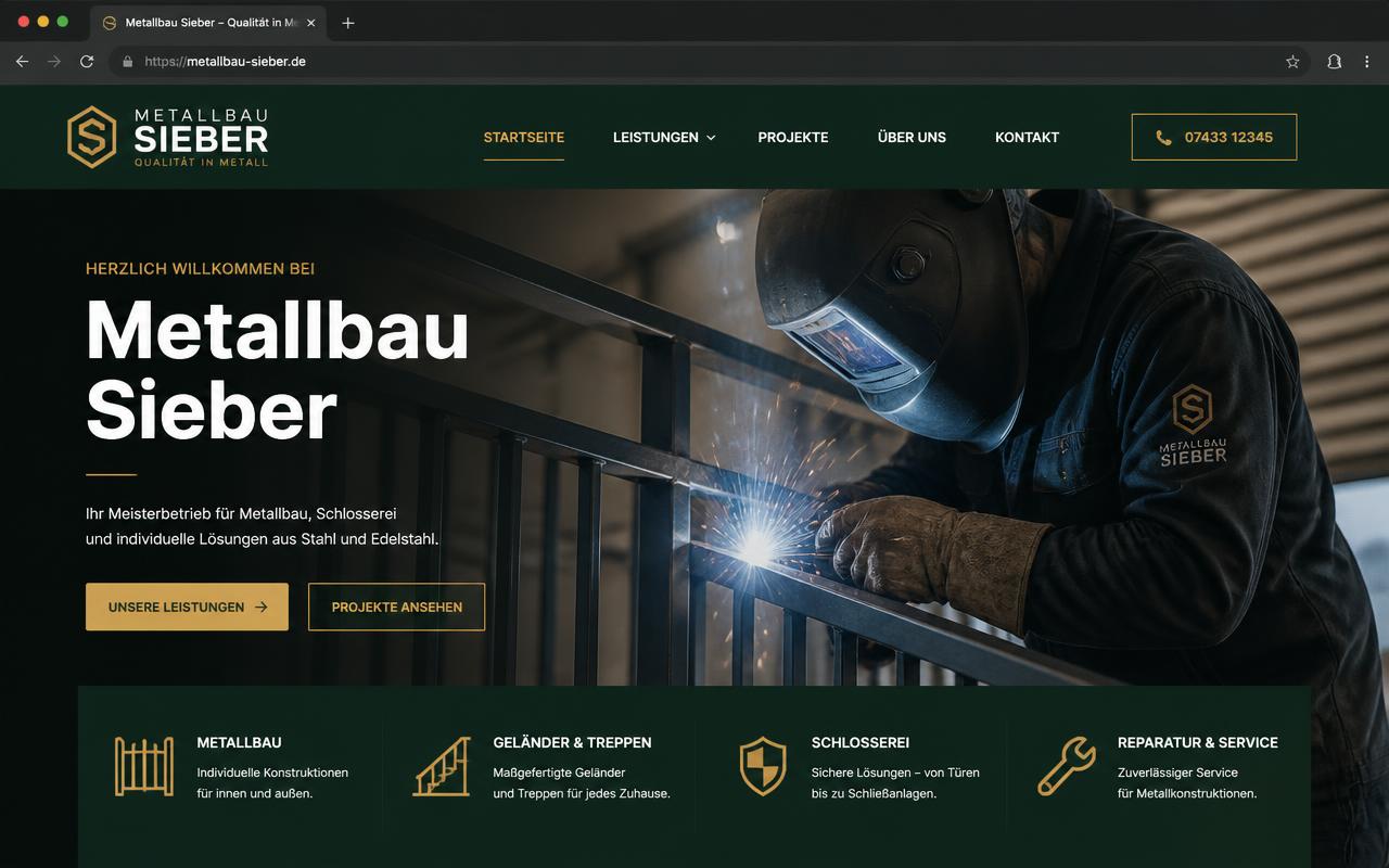 Beispiel einer Website für Metallbau: Metallbau Sieber